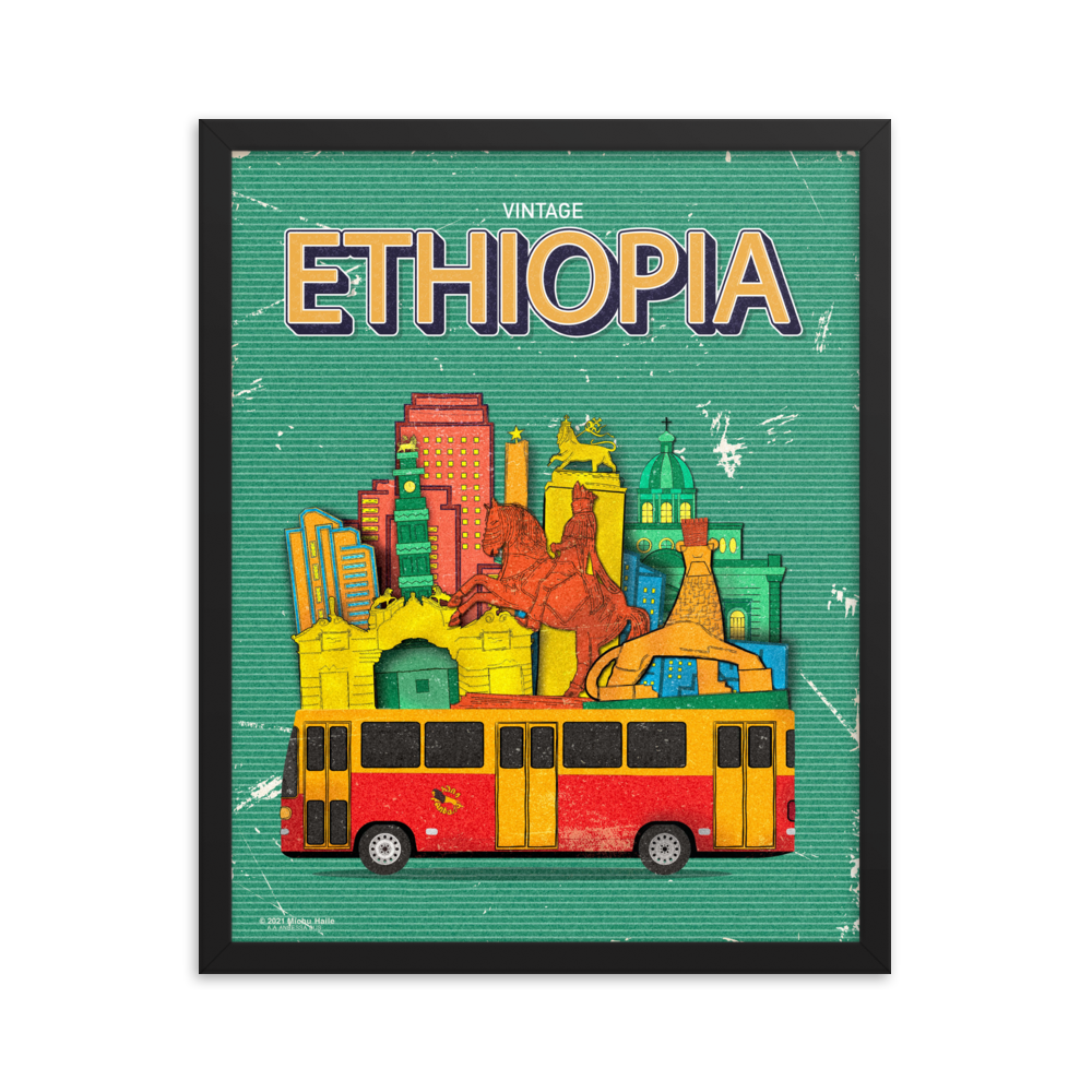 VINTAGE ETHIOPIA, Addis Ababa, Framed poster