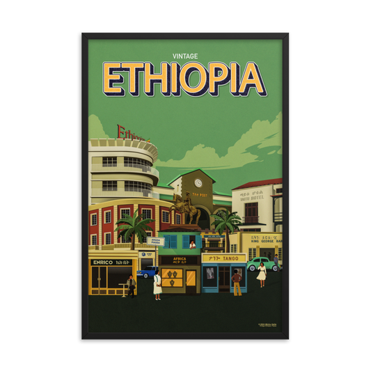 Vinage Ethiopia, Piassa Framed Poster 24"x36"